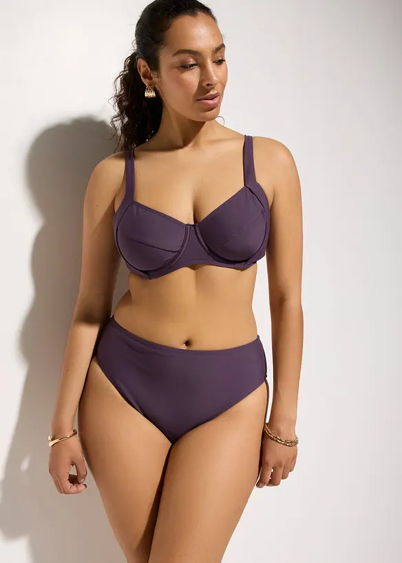 Minimizer-Bikini mit Light Shape-Highwaist Bikinihose (2-tlg. Set) in lila von vorne (Totalaufnahme) - bonprix