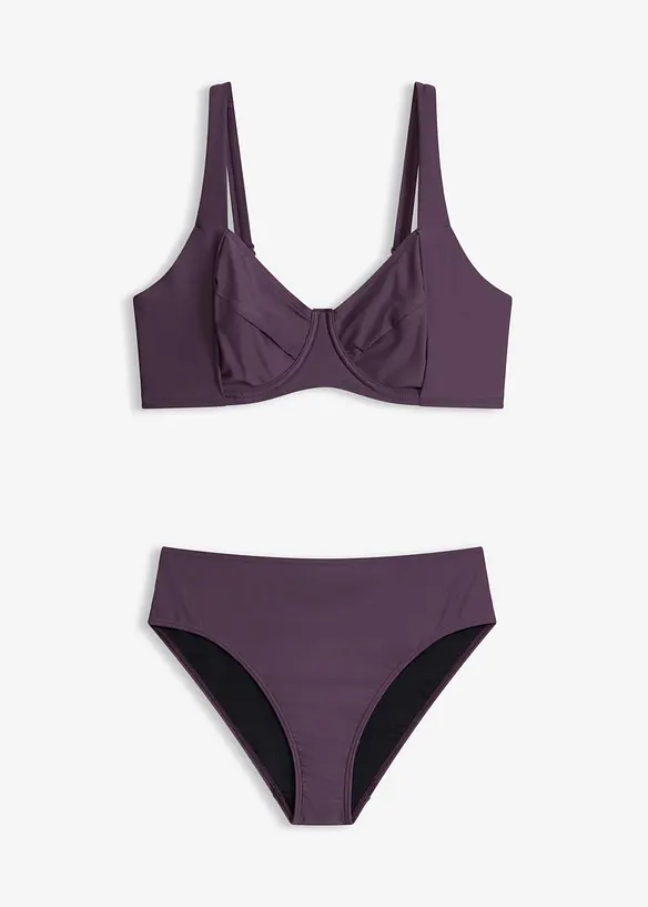 Minimizer-Bikini mit Light Shape-Highwaist Bikinihose (2-tlg. Set) in lila von vorne - bonprix