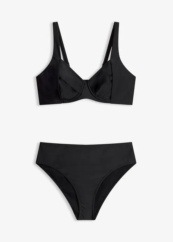 Minimizer-Bikini mit Light Shape-Highwaist Bikinihose (2-tlg. Set) in schwarz von vorne - bonprix