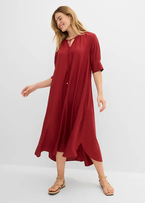Tunika-Kleid aus fließender Viskose in rot von vorne (Totalaufnahme) - bonprix