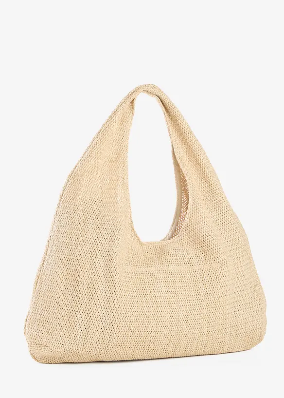 Shopper in Strohoptik in beige von hinten - bonprix