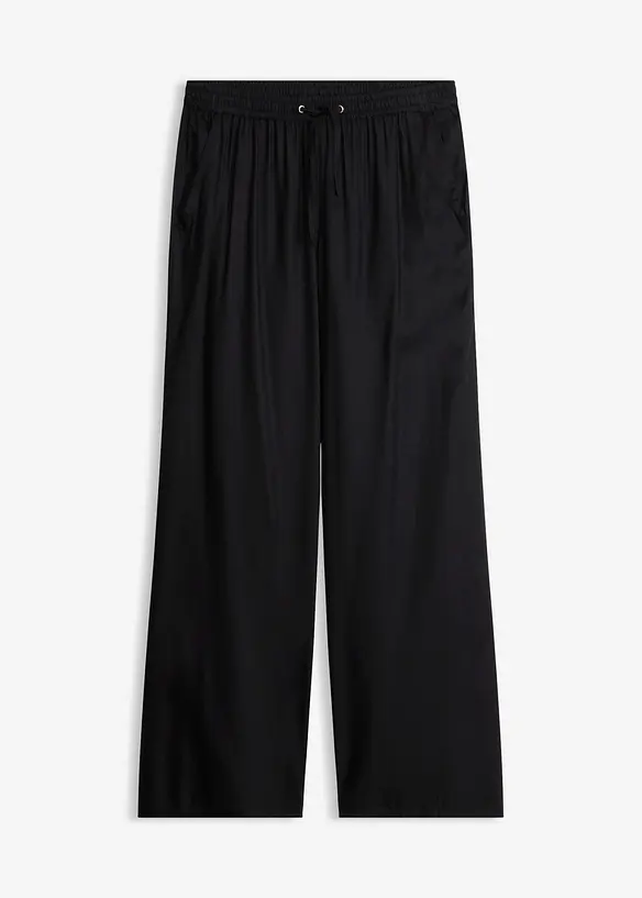 Palazzo-Hose aus fließender Viskose in schwarz von vorne - bonprix