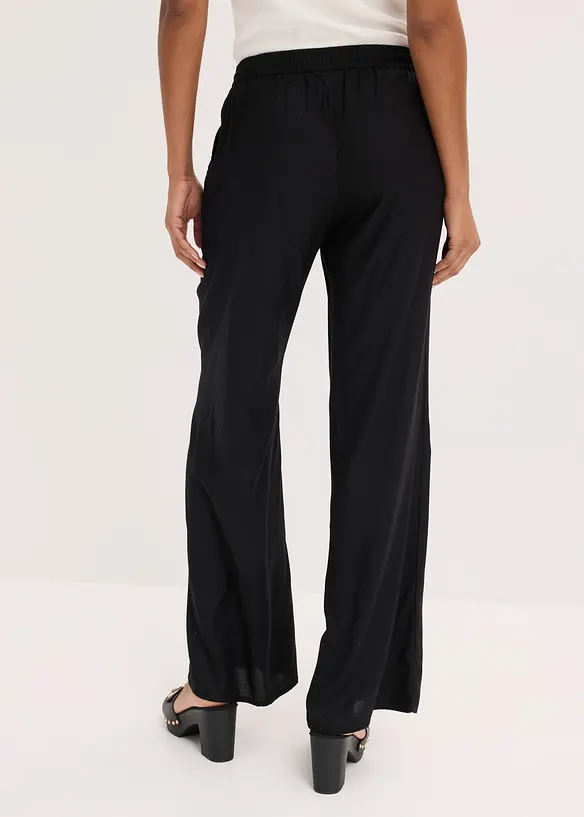 Palazzo-Hose aus fließender Viskose in schwarz von hinten - bonprix