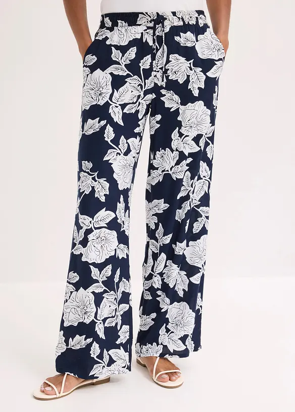 Palazzo-Hose aus fließender Viskose in blau von vorne - bonprix Palazzo-Hose aus fließender Viskose in blau von vorne - bonprix