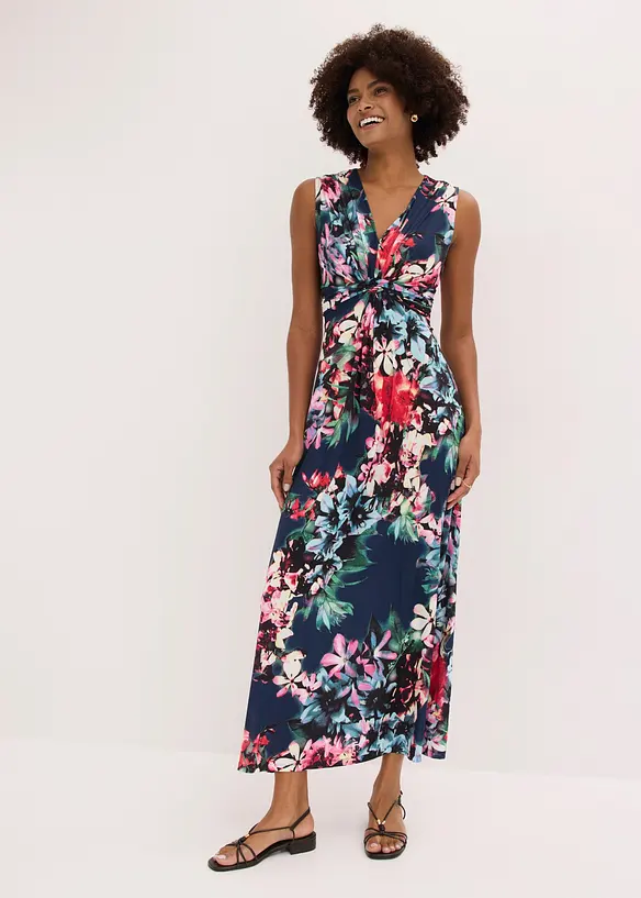 Maxikleid mit Knotendetail in blau von vorne (Totalaufnahme) - bonprix Maxikleid mit Knotendetail in blau von vorne (Totalaufnahme) - bonprix