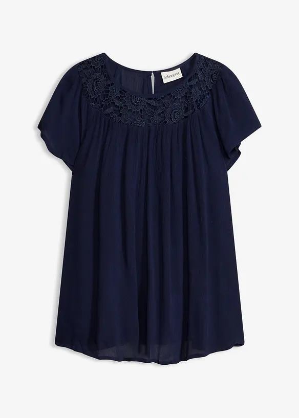 Blusenshirt aus fließender Viskose in blau von vorne - bonprix