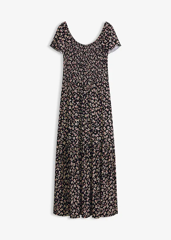 Maxikleid aus Viskose-Mix in schwarz von vorne - bonprix