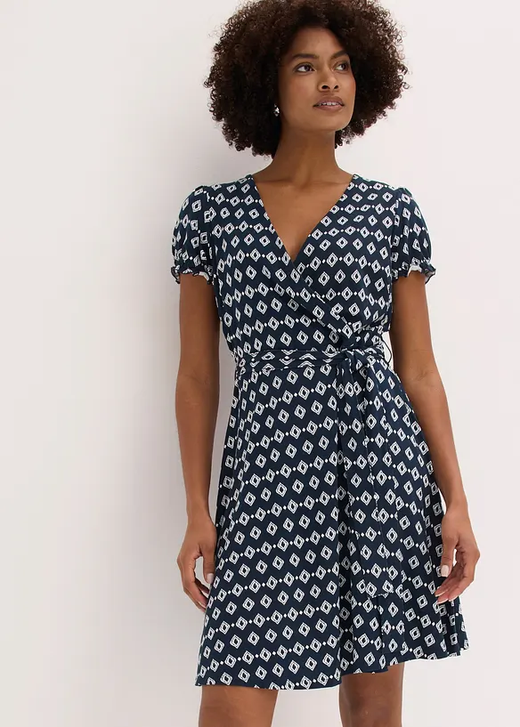 Jerseykleid aus fließendem Viskose-Mix in blau von vorne (Totalaufnahme) - bonprix Jerseykleid aus fließendem Viskose-Mix in blau von vorne (Totalaufnahme) - bonprix