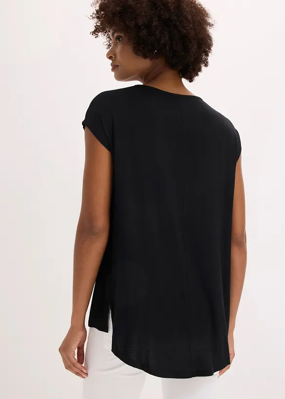 Longshirt  aus Viskose-Mix in schwarz von hinten (im Anschnitt) - bonprix