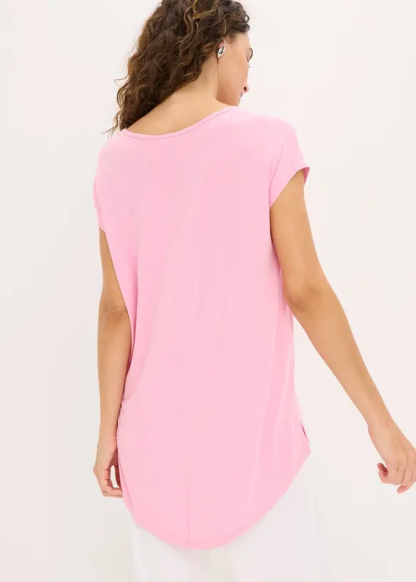Longshirt  aus Viskose-Mix in rosa von hinten (im Anschnitt) - bonprix
