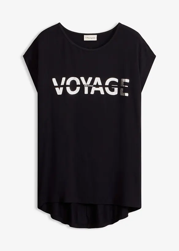 Longshirt  aus Viskose-Mix in schwarz von vorne - bonprix
