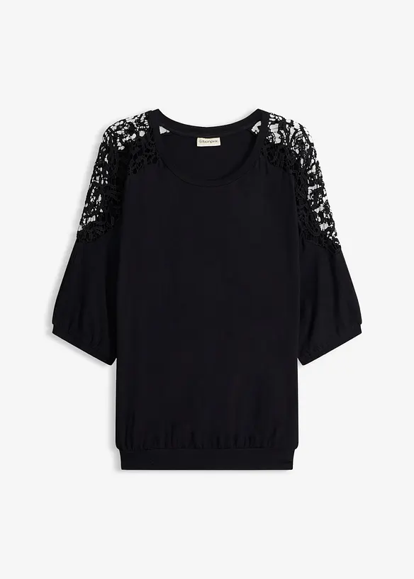Oversize-Shirt  aus Viskose-Mix in schwarz von vorne - bonprix