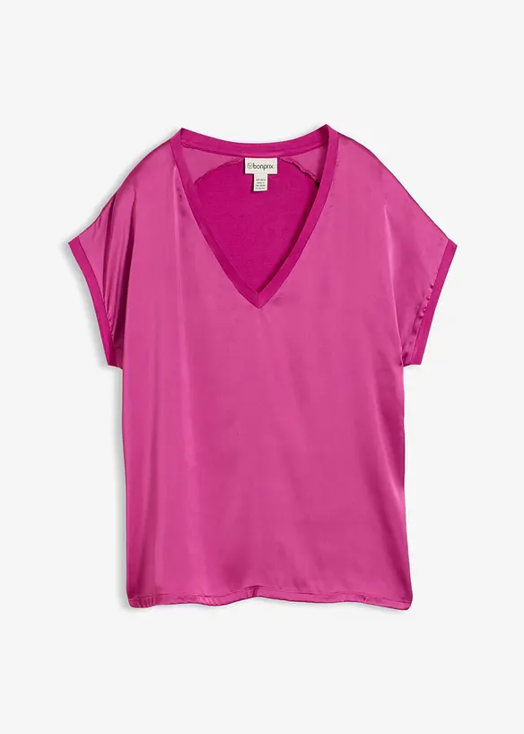 Shirt aus glänzendem Satin in pink von vorne - bonprix Shirt aus glänzendem Satin in pink von vorne - bonprix