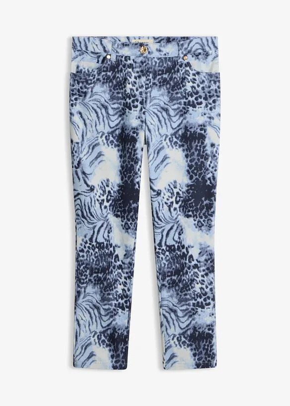 7/8 Stretchhose bedruckt in blau von vorne - bonprix