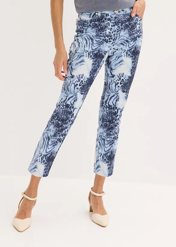 7/8 Stretchhose bedruckt in blau von vorne - bonprix