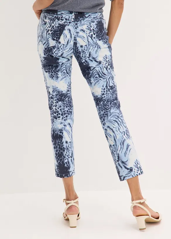7/8 Stretchhose bedruckt in blau von hinten - bonprix