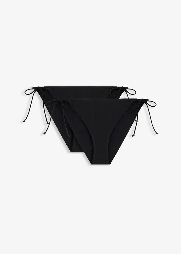 Knappe Bikinihose zum Binden im Doppelpack (2er Pack) in schwarz von vorne - bonprix