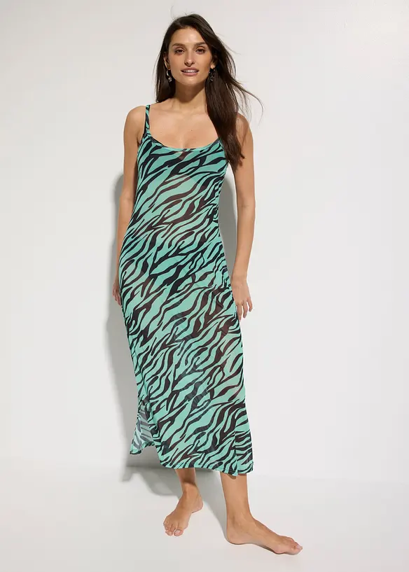 Transparentes Strandkleid in schwarz von vorne (Totalaufnahme) - bonprix