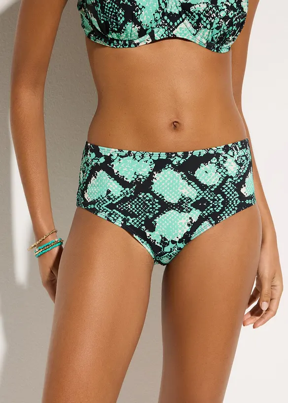 Highwaist-Bikinihose in grün von vorne - bonprix