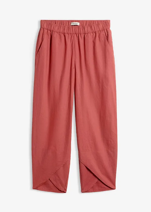 3/4-Hose aus leichtem Leinen-Mix in rot von vorne - bonprix