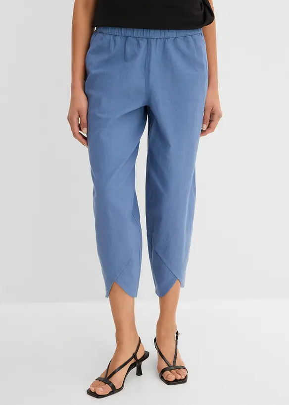 3/4-Hose aus leichtem Leinen-Mix in blau von vorne - bonprix