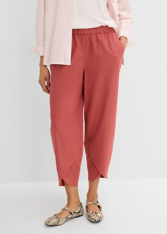 3/4-Hose aus leichtem Leinen-Mix in rot von vorne - bonprix
