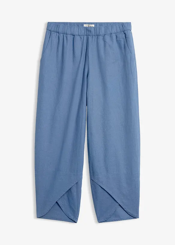 3/4-Hose aus leichtem Leinen-Mix in blau von vorne - bonprix