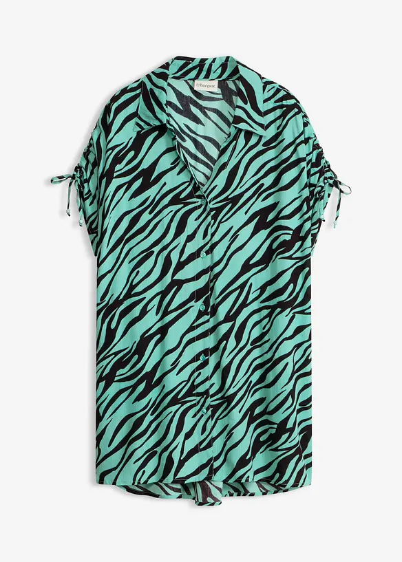 Oversize Strandbluse aus strukturierter Viskose in schwarz von vorne - bonprix