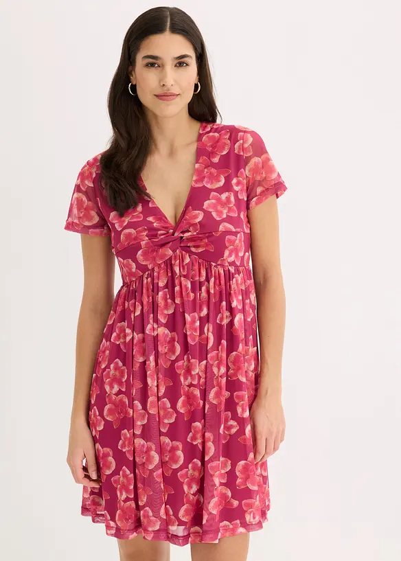 Jerseykleid aus Mesh in pink von vorne (Totalaufnahme) - bonprix Jerseykleid aus Mesh in pink von vorne (Totalaufnahme) - bonprix