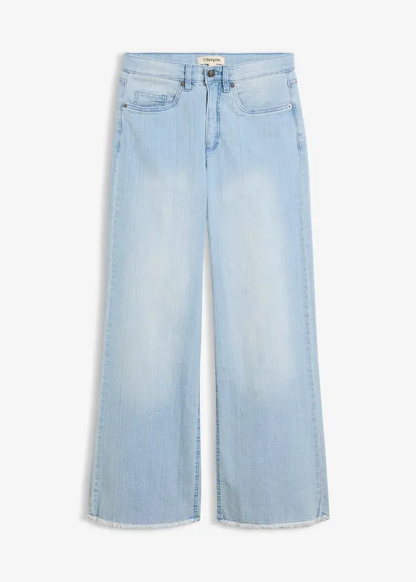 Wide-Leg-Jeans High Waist in blau von vorne - bonprix
