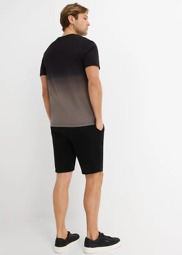 T-Shirt und Sweat-Bermuda  (2-tlg.Set) in schwarz von hinten (Totalaufnahme) - bonprix