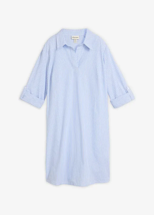 Hemdblusenkleid aus reiner Baumwolle in weiß von vorne - bonprix Hemdblusenkleid aus reiner Baumwolle in weiß von vorne - bonprix