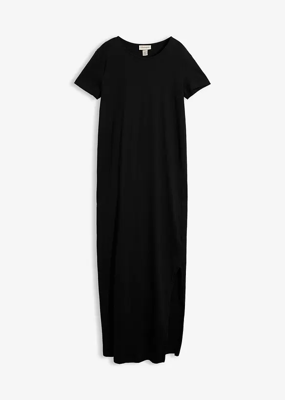 Maxikleid aus reiner Baumwolle in schwarz von vorne - bonprix