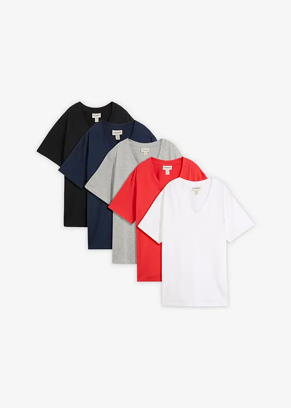 Longshirt (5er Pack) in rot von vorne - bonprix