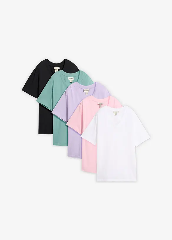 Longshirt (5er Pack) in lila von vorne - bonprix