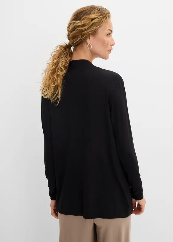 Shirtjacke aus softem Viskose-Mix in schwarz von hinten (im Anschnitt) - bonprix