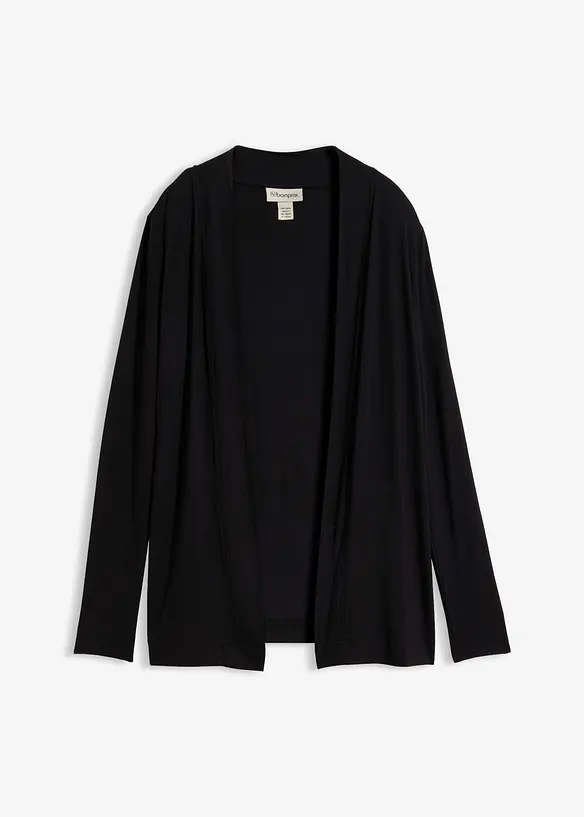 Shirtjacke aus softem Viskose-Mix in schwarz von vorne - bonprix
