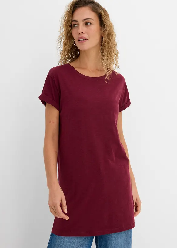 Boxy-Longshirt mit kurzen Ärmeln in rot von vorne (im Anschnitt) - bonprix Boxy-Longshirt mit kurzen Ärmeln in rot von vorne (im Anschnitt) - bonprix