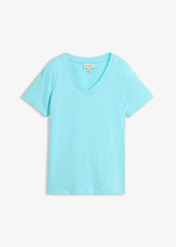 T-Shirt aus reiner Baumwolle in blau von vorne - bonprix