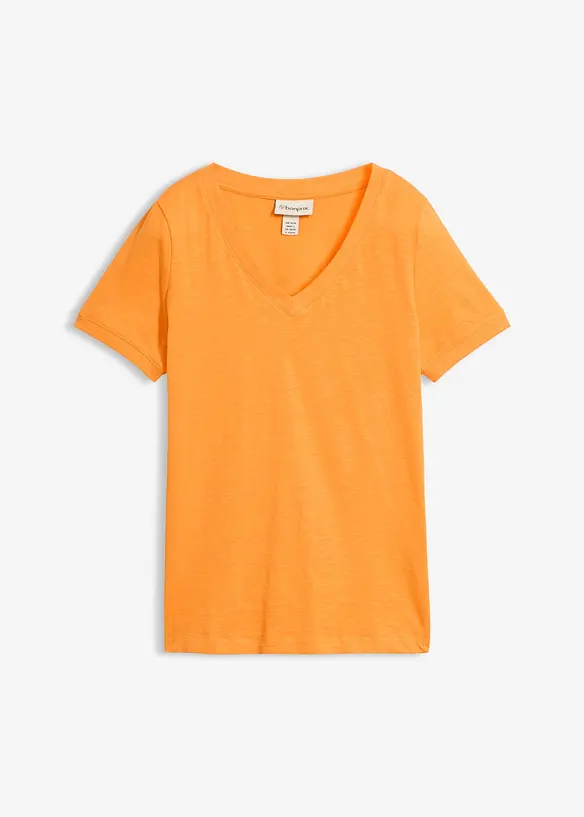 T-Shirt aus reiner Baumwolle in orange von vorne - bonprix