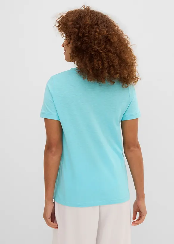 T-Shirt aus reiner Baumwolle in blau von hinten (im Anschnitt) - bonprix