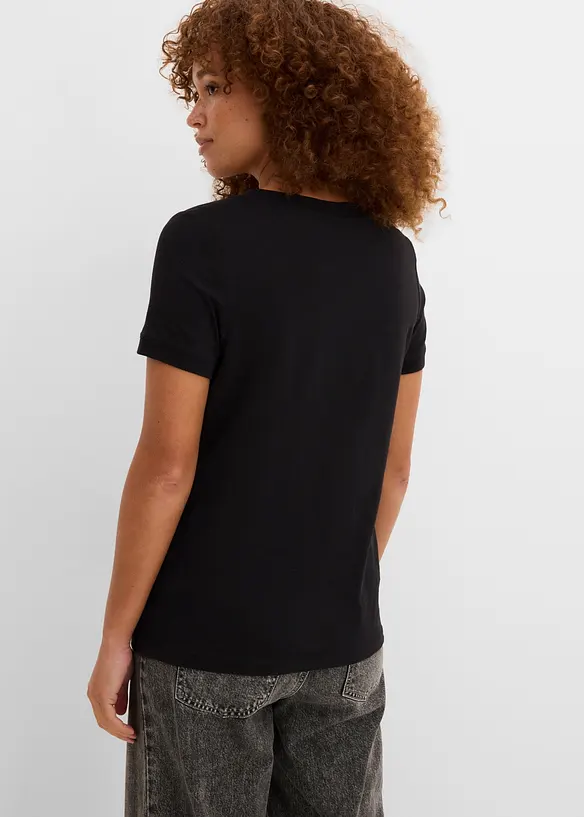 T-Shirt aus reiner Baumwolle in schwarz von hinten (im Anschnitt) - bonprix