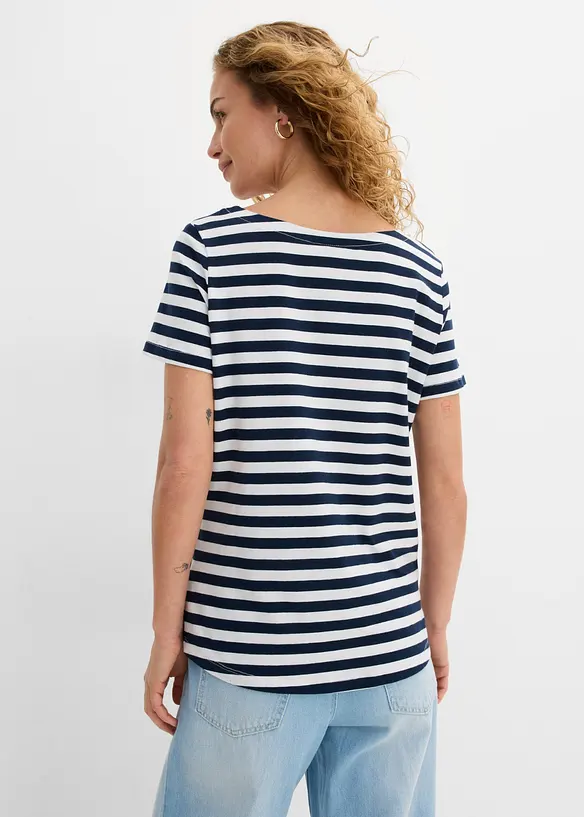 T-Shirt mit U-Boot-Ausschnitt in weiß von hinten (im Anschnitt) - bonprix