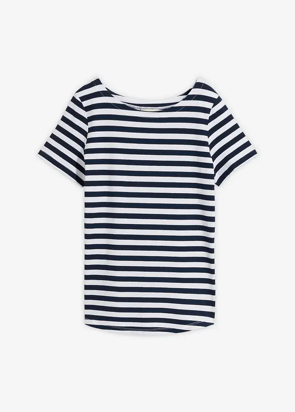 T-Shirt mit U-Boot-Ausschnitt in weiß von vorne - bonprix