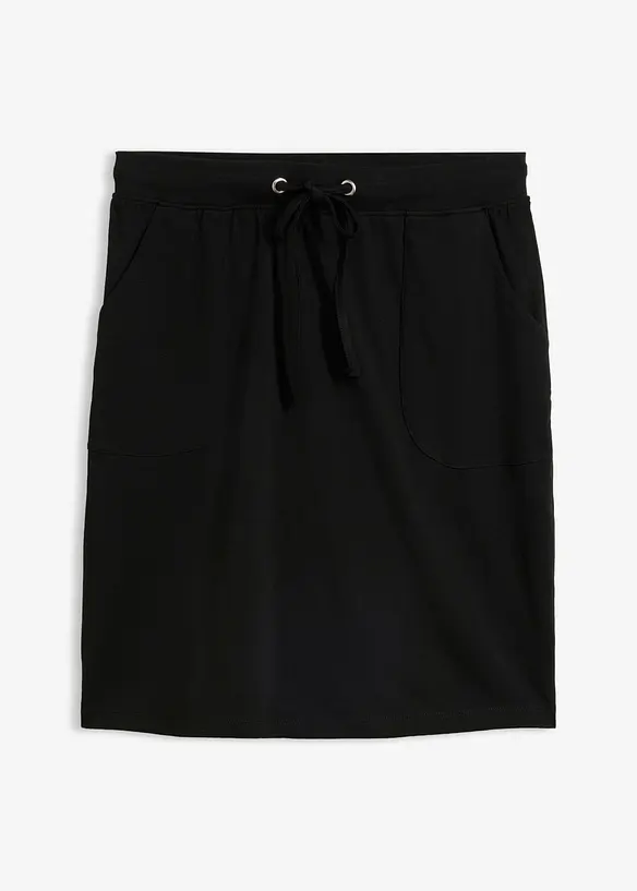 Jersey-Rock aus Bio-Baumwolle mit Stretch in schwarz von vorne - bonprix