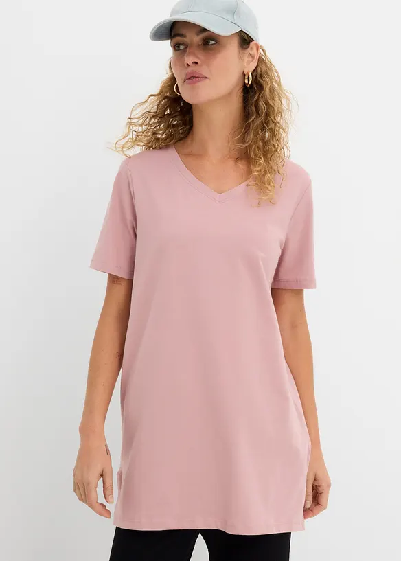Longshirt mit V-Ausschnitt (2er Pack) in schwarz von vorne (im Anschnitt) - bonprix