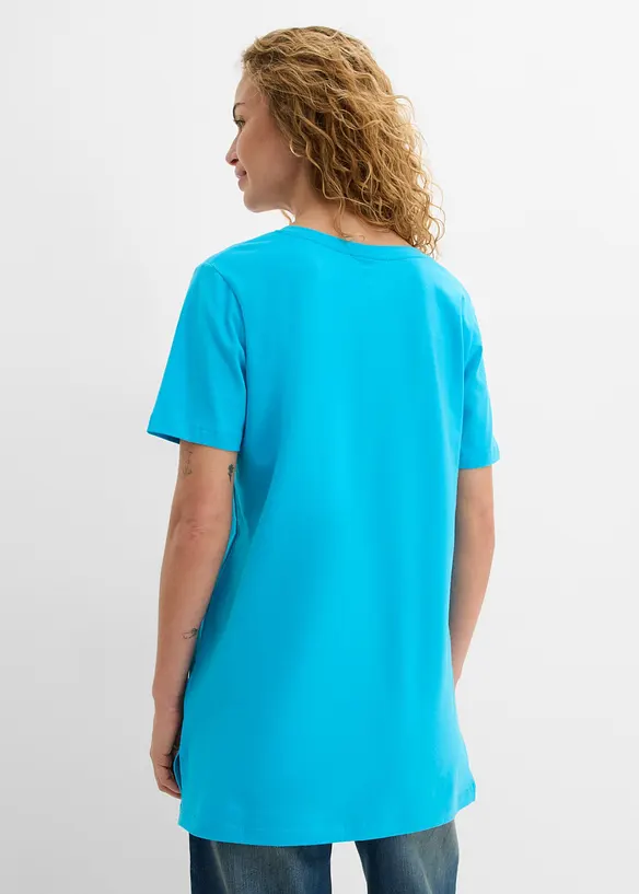 Longshirt mit V-Ausschnitt (2er Pack) in blau von hinten (im Anschnitt) - bonprix