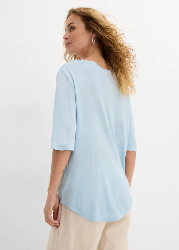 Longshirt aus softer Viskose, 2er-Pack in blau von hinten (im Anschnitt) - bonprix