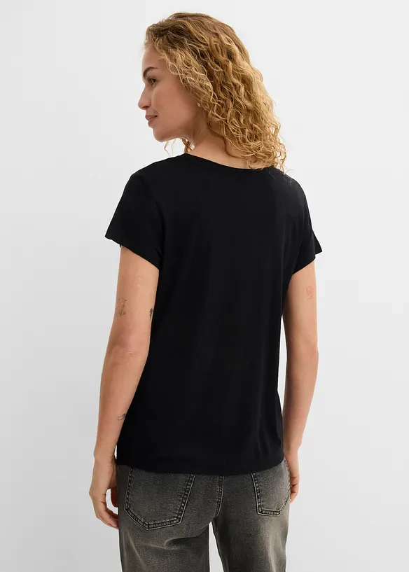 T-Shirt aus softer Viskose in schwarz von hinten (im Anschnitt) - bonprix
