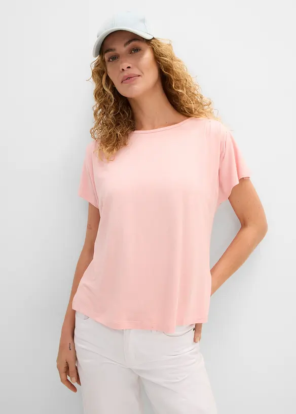 T-Shirt aus softer Viskose in rosa von vorne (im Anschnitt) - bonprix T-Shirt aus softer Viskose in rosa von vorne (im Anschnitt) - bonprix